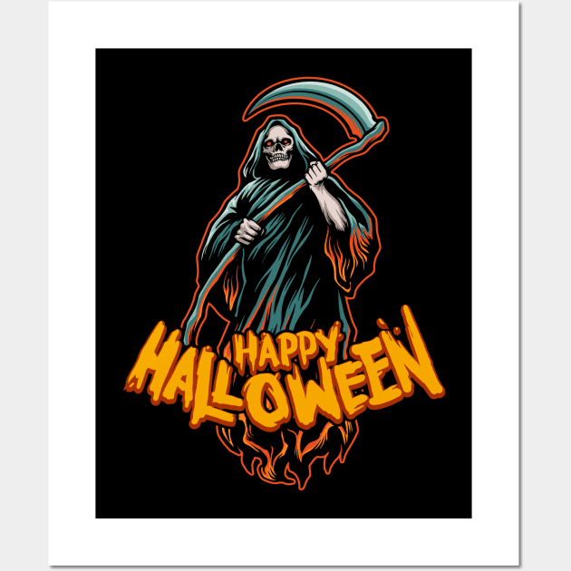 Scary Grim Reaper // Happy Halloween Wall Art by SLAG_Creative